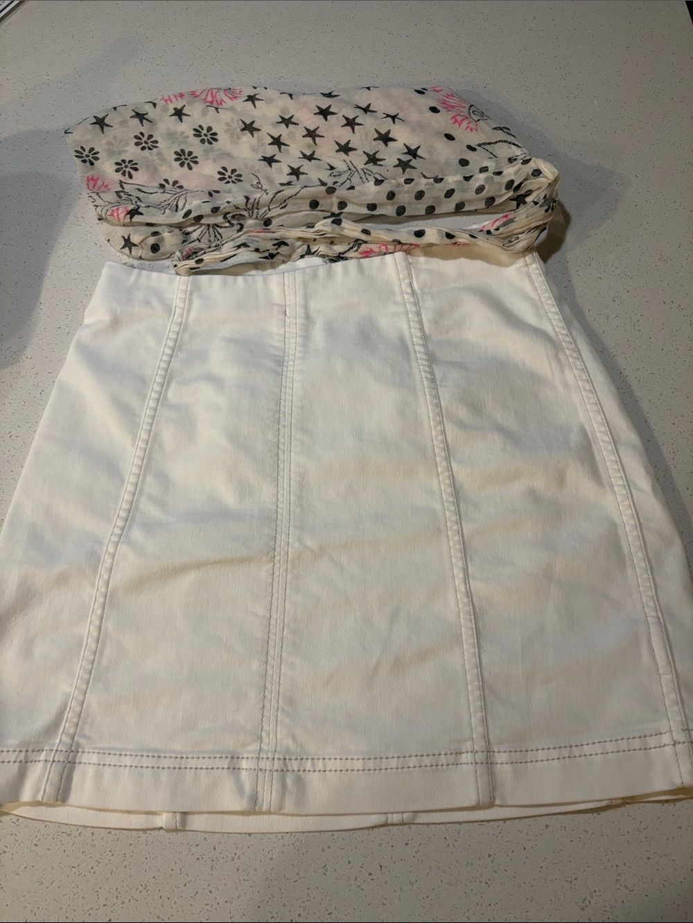 Free People White Panel A-Line Skirt - Women's Classic Summer Style with Tote